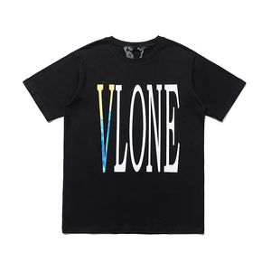 VLONE T-shirt Big "V" Tshirt Men's / Women's Couples Casual Fashion Trend High Street Loose HIP-HOP100% Cotton Printed Round Neck Shirt US SIZE S-XL 1571