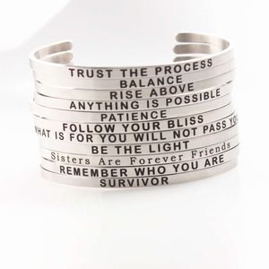 Stainless Engraved Mom Son Dad Titanium Steel Inspirational Opening Bracelet Mantra Bracelets