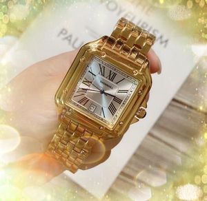 Relógio masculino de alta qualidade romano árabe numeral tanque mostrador gelado pulseira de couro de aço inoxidável relógio dia data japão movimento de quartzo relógio de pulso Montre de luxe presentes