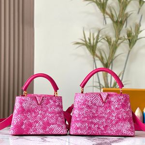 Luxo impresso crossbody saco designer sacola de couro genuíno luxo rosa bolsa de ombro Capuchines BB clássico vintage tote bolsa carteira padrão psicodélico