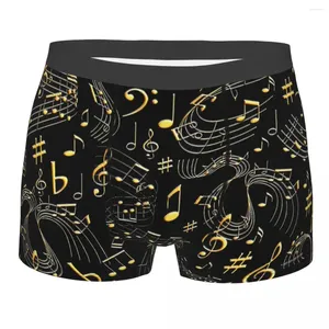 Underbyxor Musik Musikanteckningar Guld präglade 3D Three Dimensional Breathbale Trosies Men's Underwear Shorts Boxer Briefs