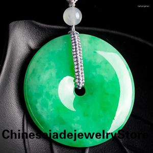 Colares Pingente Natural Verde Jade Donuts Colar Homens Mulheres Genuine Myanmar Jadeite com Certificado Birmânia Jades Pedra Donut