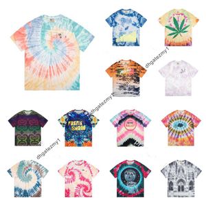 Designer T-shirt Tie-Dye Alfabetet tryck Kort ärm High Street Fashion Loose Retro American Casual Washed T-Shirtdesiger T-shirt