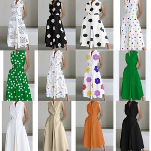 Dress Summer New Commuter Fashion Wave Dot V-neck Womens Button Fishtail