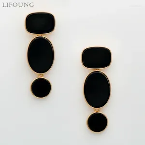 Dangle Brincos Preto Declaração para Mulheres Acrílico Três Partes Multi Forma Ear Post Studs Vintage Gota Jóias Presente Festa 2024195