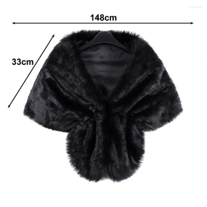 Lenços Mulheres Faux Fur Shawl Casaco Térmico Elegante Feminino Artificial para Festas Formais Engrossado Capa Quente