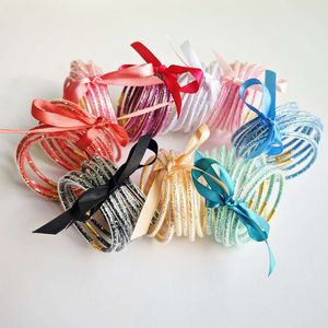 9-layer Colored Ribbon Set Sequin Transparent Hose Bow, Women's Bracelet, Cute Silicone Tube Bracelet