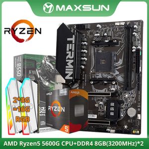 MAXSUN AMD Combo AMD B550M z CPU AMD Ryzen 5 5600G DDR4 RGB 16 GB (8 GB*2) 3200 MHz RAM M.2 NVME Zestaw płyty głównej