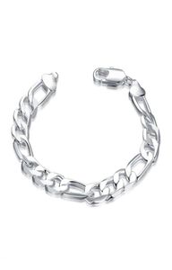 925 Bransoletka łańcucha srebrnego uroku Mężczyźni o długości 10 mm 8 cali Figaro łańcuch 10pcs LOT21619268011642