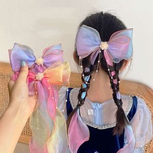 Girls Cute Colorful Chiffon Bow Ribbon Hairpins Mix Wholesale Children Sweet Hair Decorate Headband HairClips Flower