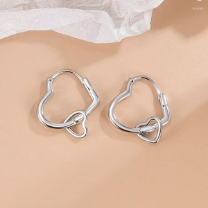 Brincos de argola moda piercing duplo amor coração brinco para mulheres meninas festa de casamento jóias presente e775