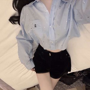 womens tops designer blouse for women beautiful tender kimono office younger girls miu shirts luxury Starry Night Diamonds Short Blouses Clothing 0316