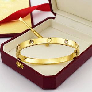 Bracciale rigido di lusso Bracciale a vite Designer Moda Braccialetti alla moda Acciaio al titanio placcato oro 18 carati per donna Uomo Gioielli firmati Braccialetti con diamanti Bracciale regalo