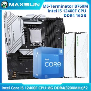 Placa-mãe maxsun terminator b760m com cpu i5 12400f e ddr4 8g 3200mhz * 2 ram placa-mãe para jogos como conjunto nova garantia