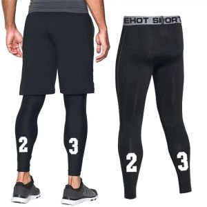 Byxor män basket kompression byxa 3/4 tights gym som kör bodybuilding jogger mager leggings byxa sportkläder snabbt torrt vindbrott