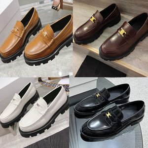 Designer Sandaler Metal Logo Loafers Polished Cowhide Luxury Shoes Plate-Forme Designer Shoes Women Shoes Outdoor Shoes Loafers Women Sandaler Famous Designer Women