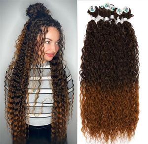 32quot sintético afro kinky encaracolado feixes de cabelo anjo mais extensões de cabelo de fibra orgânica ombre cor 9 pçs cabeça cheia fofo para wom9934307