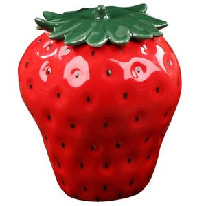 Strawberry Canister Ceramic Jars Cookie Jar Container Vase Tea Canister Seasoning Jar Sugar Bowl Lid Kitchen Storage Red 240307