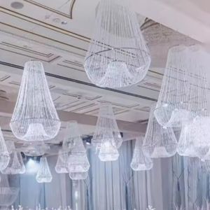 Hot sale acrylic chandelier with crystal drops acrylic beaded without light photography backdrop wedding backdrop stage without artificial flower