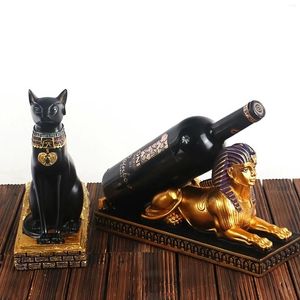 Decorative Figurines The Ancient Egypt Style Wine Rack Bastet And Sphinx Bottle Holder Exotic Home Decoration Polyresin Accessories
