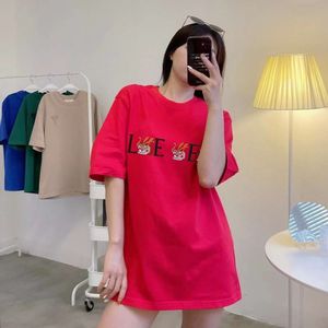 loews ropamujer Designer Damen T-Shirt Top Anagrams Loewee Crop Top High Version 24ss Loe New Year the Year of the Loong Limited Stickerei Net Red Same Gender Luxury F