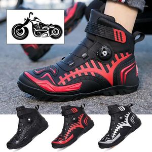 Sapatos De Ciclismo Moda Masculina Motocicleta Antiderrapante Cor De Equitação De Cano Alto