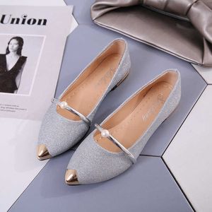 HBP Non-Brand Günstige Mode Damen Freizeitschuhe Mädchen Damen Flache Damen Silber Gold Shinny Flats