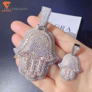 Anpassade modesmycken Ny design Sterling Sier VVS Moissanite Baguette Diamonds Hiphop Palm Palm Pendant For Necklace