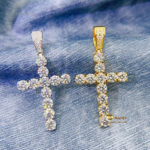 Hip Hop Sterling Silber vergoldet VVS Moissanit Herrenschmuck Diamant Kreuz Anhänger