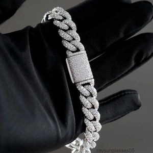 Oem Custom Hip Hop Necklace Iced Out 925 Silver Cuban Chain 12mm Diamond Bracelet 18k Gold Plated Chain Men Jewelry