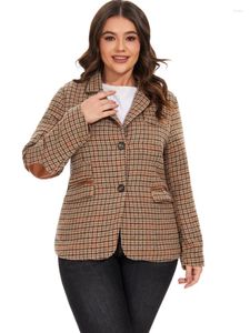 Abiti da donna Vangull Donna Stile Inghilterra Monopetto Office Lady Blazer Giacca vintage scozzese a maniche lunghe con risvolto sottile