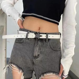 Bälten mode punk stjärna spänne bälte design metall vintage gotiska män kvinnor y2k pu läder midjeband jeans byxor dekorativa