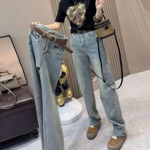 2024SS Classic Jeans Designer Jeans Frauen Hosen großgröße Birnenförmige, schlanke Frauen-Denimhosen Frühling Herbst hohe taillierte lose schmale, gerade Beinhosen eine Farbe