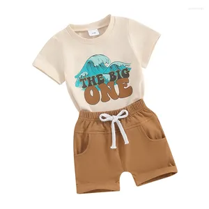 Kleidung Sets Baby Boy 1. Geburtstag Outfit die große Welle Kurzarm T-Shirt Tops Shorts Hosen Set 2pcs Sommerkleidung