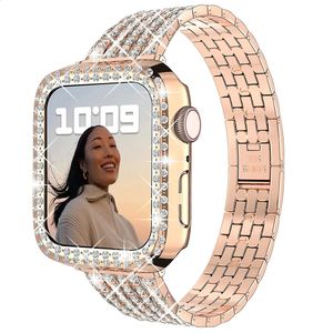 Damen-Diamantgehäuse für Uhrenarmband 7, 6, 41 mm, 45 mm, 38/42/40/44 mm, Metallarmband für iWatch-Serie SE 3, Schmuckabdeckung 240311