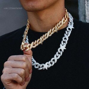 15Mm Infinity Star Three Rows Iced Out S Sier Moissanite Cuban Link Necklace