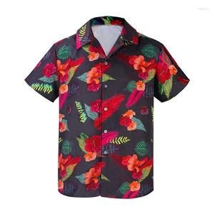 Mäns casual skjortor hawaii rolig skjorta för män 3d tryck sommar lös hawaiian strand toppar kort ärm lapel blus streetwear manliga kläder