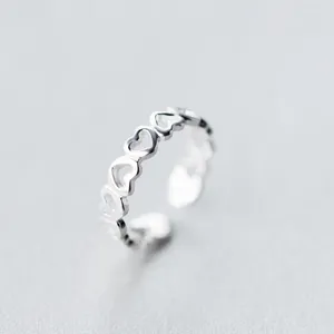Cluster Rings 925 Sterling Silver Heart S925 Ring Adjustable Jewellery Ladies Fine Jewelry Aniversary Gift Girl