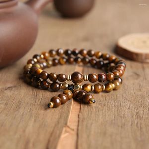 Strand oaiite 6mm naturlig gul tigerögonsten pärla armband hematit pärlstav rikedom yoga meditation enery män kvinnor