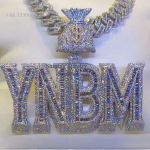 4-4,5 дюйма Iced Out Diamond мужское ожерелье хип-хоп ювелирные изделия VVS муассанит стерлингового сьера кулон с буквой на заказ