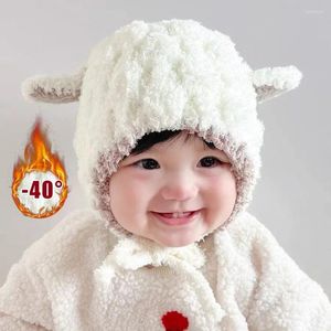 Berets Cute Baby Stuffed Hat Autumn Winter Lamb Ears Beanie Cartoon Kid Boy Girl Warm Earmuff