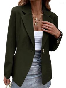 Kvinnors kostymer Casual Blazers Ytterkläder Långärmad fast färg One Button Suit Coat Top Slim Elegant Pending Blazer Jacket Women