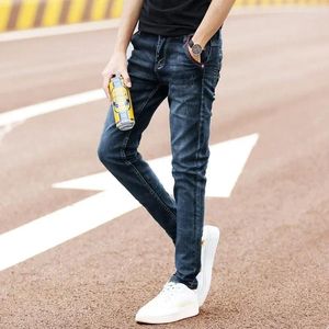 Men's Jeans Male Cowboy Pants Skinny Slim Fit Trousers Tight Pipe For Men With Pockets Large Size 2024 Korean Autumn Retro Designer Xs