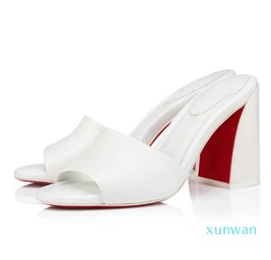 Summerwomen Jane Mule Sandals Shoes Nappa 가죽 검은 흰색 레이디 Redbottoms 슬리퍼에 미끄러짐 우아한 레이디 캐주얼 워킹