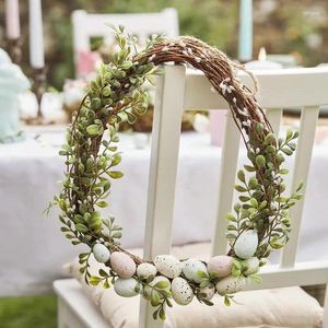 Decorative Flowers Easter Egg Wreath Light Up Artificial Wreaths Door Spring Home Decor For