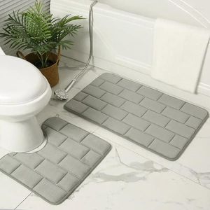 Bath Mats 2PCS Bathroom Rugs Velvet Memory Foam Non-Slip Machine Wash Dries Quickly - Ultra Soft For Bedroom Kitchen