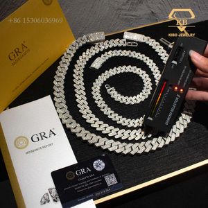 8Mm 10Mm 12Mm 15Mm Width Hip Hop Diamond Necklace Mossanite Chaine S Sier Iced Out VVS Moissanite Cuban Link Chain