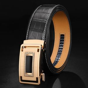 Novo cinto de negócios masculino qualidade superior genuíno cintos de couro de luxo para homens cinta masculina metal fivela automática belts328u