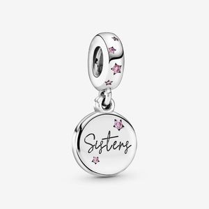 Forever Sisters Dangle Charm Pandoras 100% 925 Sterling Silver Luxury Charms Set Pulseira Fazendo encantos Designer Colar Pingente Caixa Original Fábrica Atacado