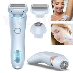 Electric Razors for Women 2 In 1 Bikini Trimmer Face Shavers Hair Removal Underarms Legs Ladies Body IPX7 Waterproof 240305